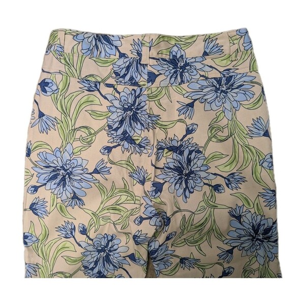 High Sierra Ivory And Blue Floral Flat Front Lightweight Cotton Pants sz 6 - Picture 4 of 7